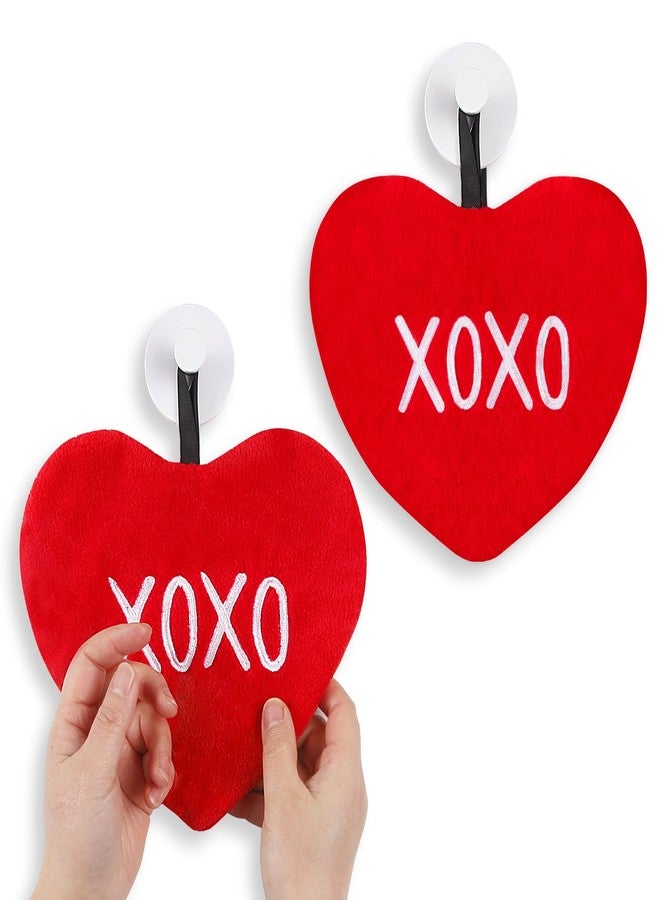 Quera 3 Pack Valentine's Day XOXO Love Heart Hand Towels 100% Cotton Embroidered Premium Luxury Decor Bathroom Decorative Dish Towels Set for Drying, Cleaning, Cooking, Holiday Towels Gift Set - Image 2